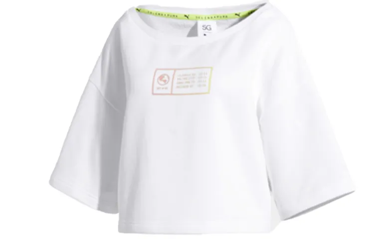 PUMA Sweatshirts Women's White Crew Neck Moderate Regular