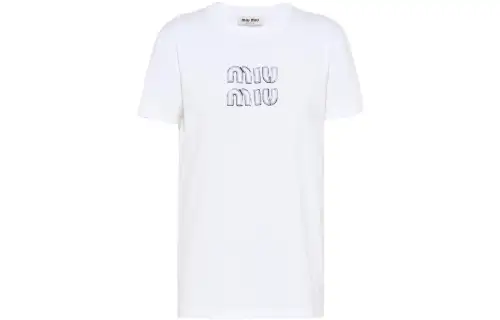 MIU MIU T Shirts Women's White Crew Neck Moderate Straight Fit