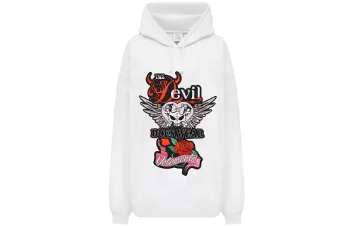 Vetements Sweatshirts Women's White Hooded Moderate Regular