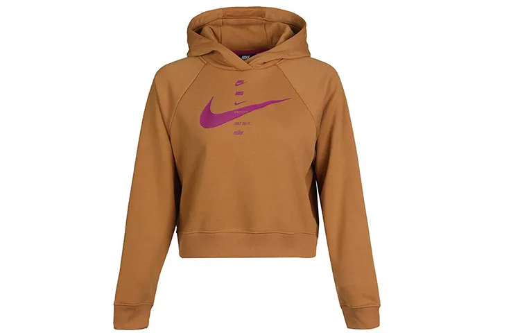 Nike Sweatshirts Women's Brown Hooded Moderate Straight Fit