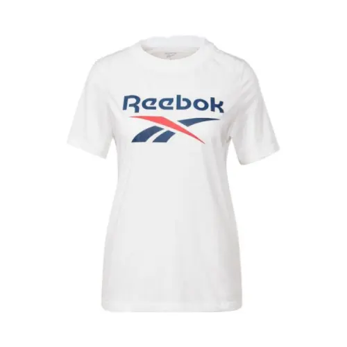 Reebok T Shirts Women's White Crew Neck Moderate Straight Fit
