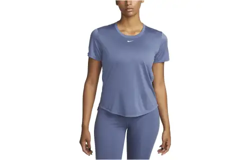 Nike T Shirts Women's Diffused Blue Crew Neck Moderate Straight Fit