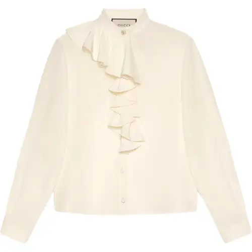 GUCCI Crêpe De Chine Ruffled Jabot Blouse