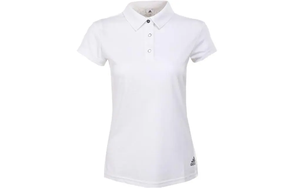 Adidas T-Shirts Women's White Polo Collar Moderate Straight Fit