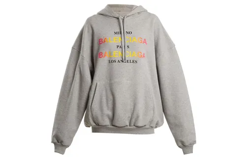 Balenciaga Sweatshirts Women's Gray Hooded Moderate Regular