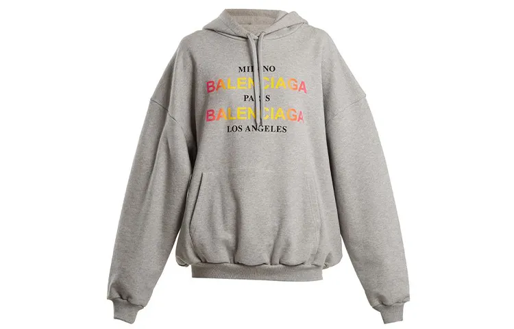 Balenciaga Sweatshirts Women's Gray Hooded Moderate Regular