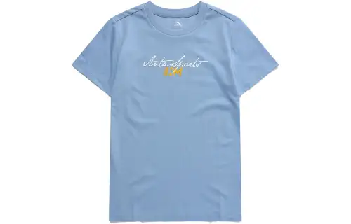 ANTA T Shirts Women's Near Sea Blue Crew Neck Moderate Straight Fit