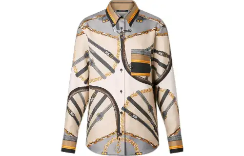 LOUIS VUITTON Scarf Print Silk Shirt