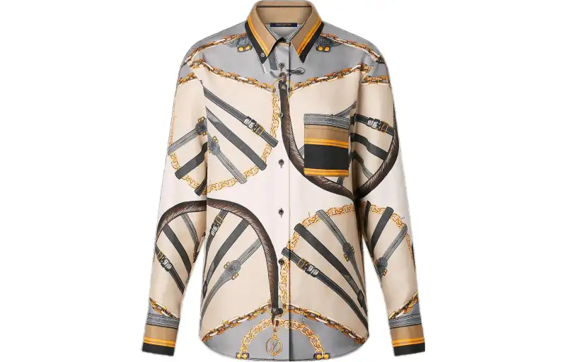 LOUIS VUITTON Scarf Print Silk Shirt