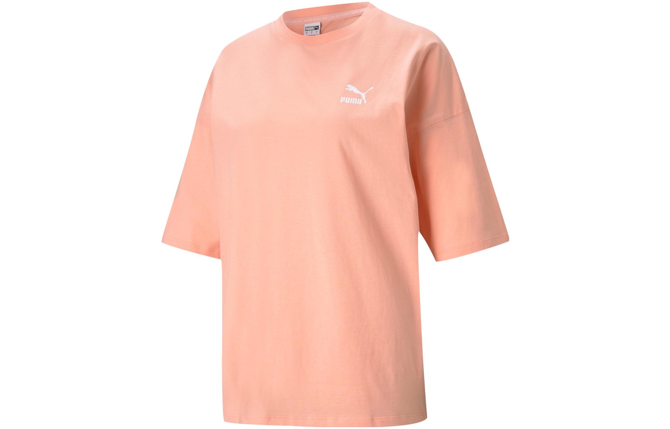 Женская футболка PUMA Classics Small Logo (абрикосово-красная)