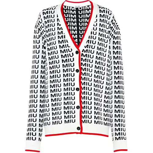 MIU MIU Knitwear Women's White V Neck Moderate Other