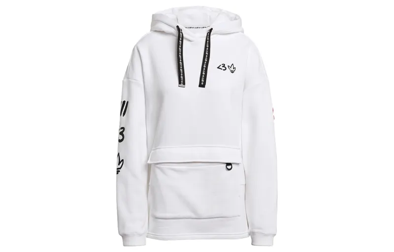 Adidas Originals Sweatshirts Women's White Hooded Moderate Regular