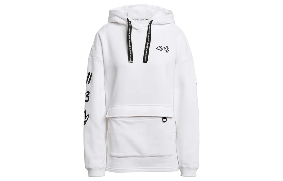 Adidas Originals Sweatshirts Women's White Hooded Moderate Regular