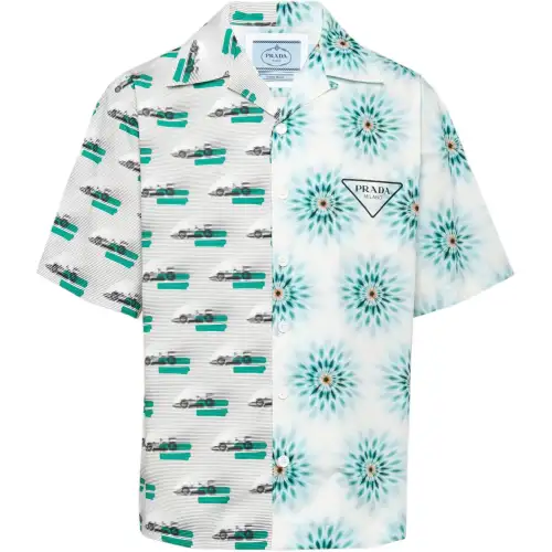 PRADA Shirts Men's Green Lapel Moderate