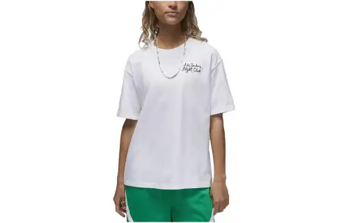 Jordan Drop Shoulder Sleeve T Shirt Women's White