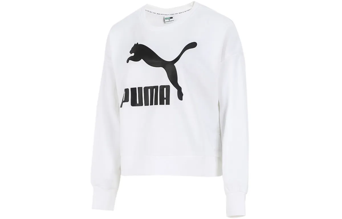 PUMA Sweatshirts Women's White Crew Neck Moderate Regular