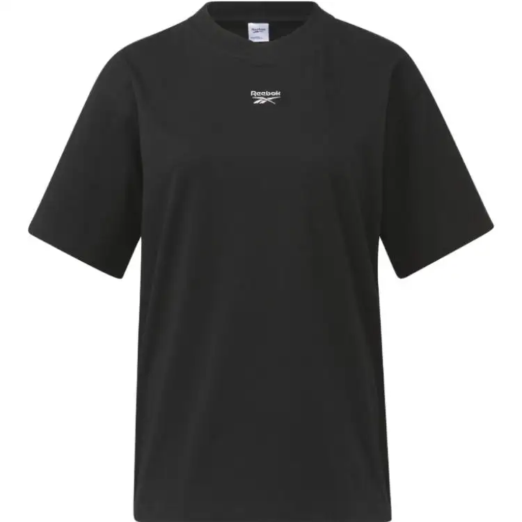 Reebok T Shirts Women's Black Crew Neck Moderate Straight Fit