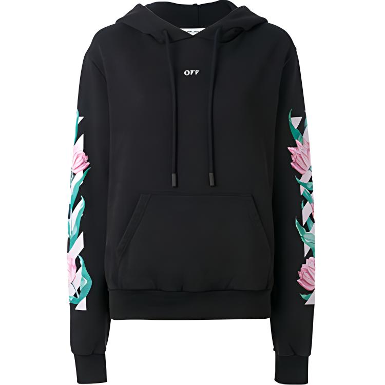 Женское худи OFF-WHITE Floral Hoodie (черное)