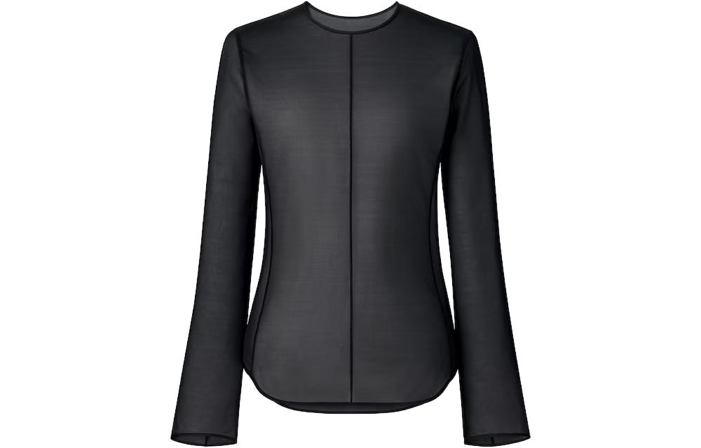 UNIQLO X MAME KUROGOUCHI UNIQLO X Mame Kurogouchi T Shirts Women's Black Crew Neck Moderate Straight Fit