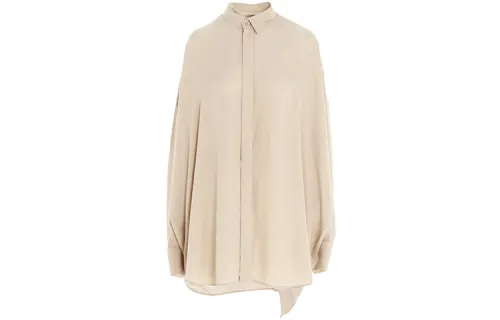 Balenciaga Shirts Women's Beige Stand Collar Moderate Shirt