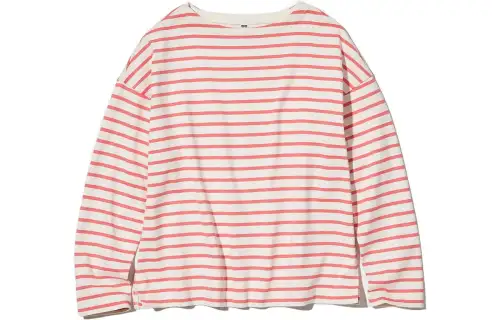 UNIQLO T Shirts Women's Peach Pink Crew Neck Moderate Straight Fit