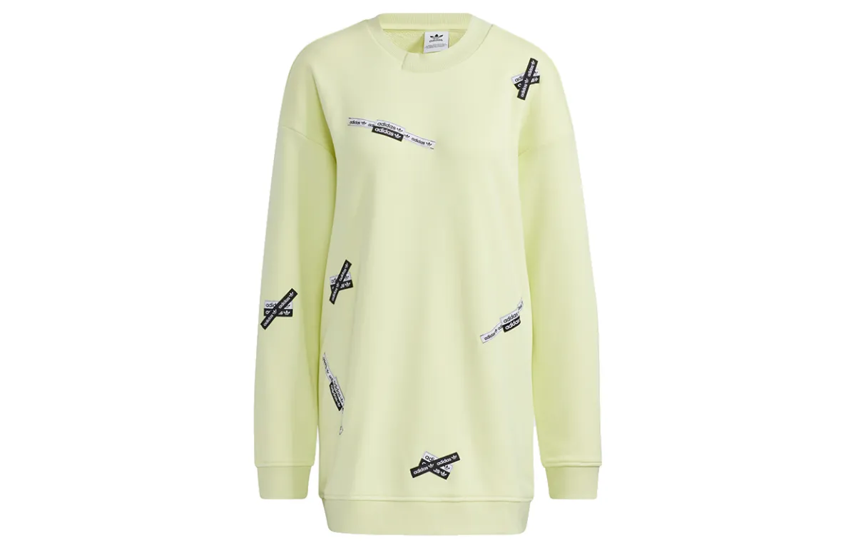 Adidas Originals Sweatshirts Women's Yellow Crew Neck Moderate Regular