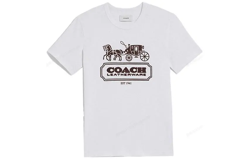 COACH T-Shirts Women's White Crew Neck Moderate Straight Fit