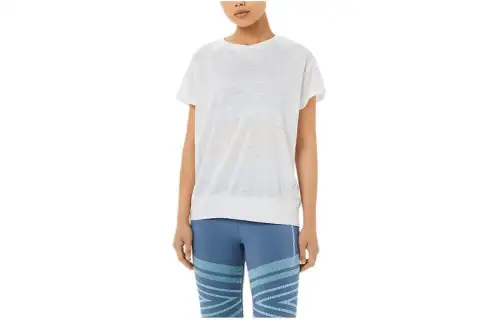 ASICS T Shirts Women's White Crew Neck Moderate Straight Fit
