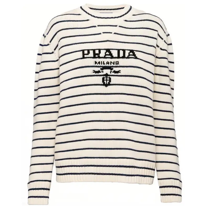 PRADA Intarsia logo Striped Cashmere Jumper