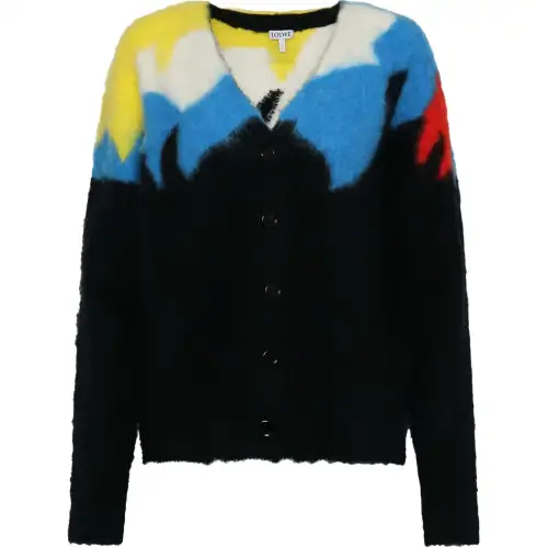 LOEWE FW21 Knitted Fabric Cardigan Women's Black
