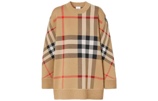 Burberry Check Technical Merino Wool Jacquard Sweater 'Archive Beige'
