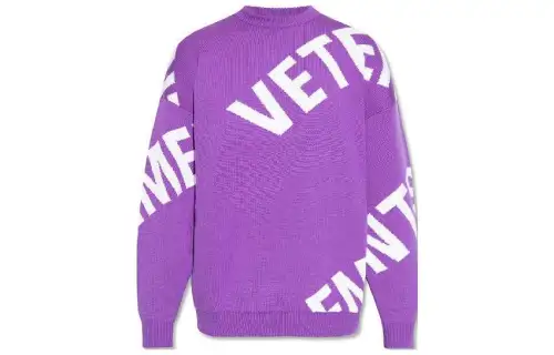 Vetements Giant Logo Knitted Sweater 'Ultraviolet/White'