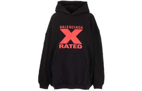 Balenciaga Sweatshirts Women's Black Hooded Moderate Regular
