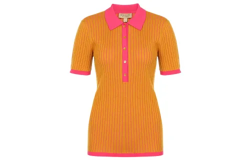 Burberry Polo Shirts Women's Yellow Polo Collar Moderate Straight Fit