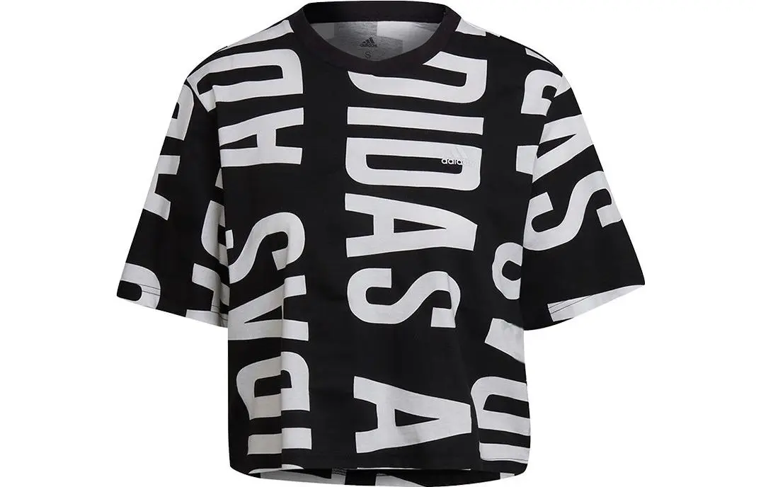 Adidas T-Shirts Women's Black Crew Neck Moderate Straight Fit
