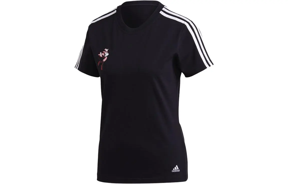 Adidas T-Shirts Women's Black Crew Neck Moderate Straight Fit