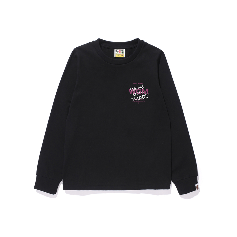 Bape Women's Woodland Camo Wgm Ape Head L/S Tee Black