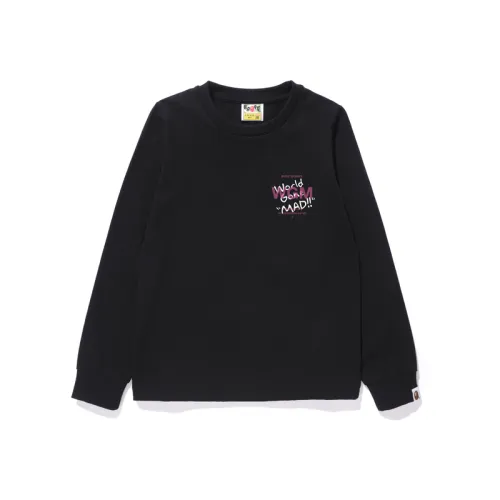 Bape Women's Woodland Camo Wgm Ape Head L/S Tee Black