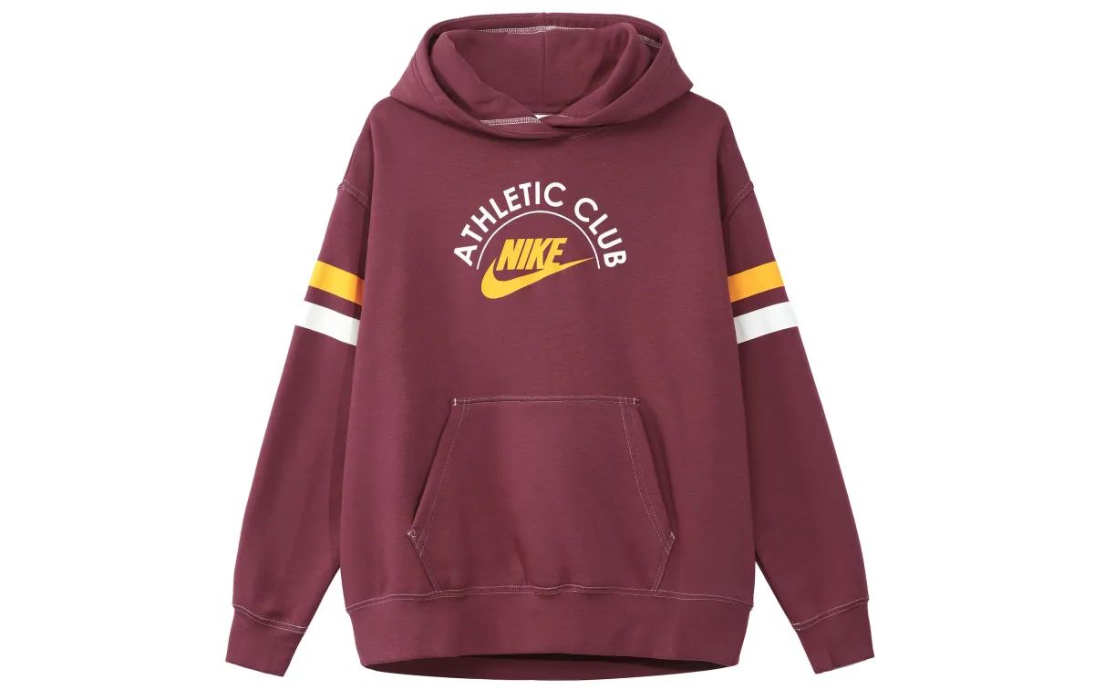 Nike Sportswear Hooded Pullover Fleece Lined Comfortable Long Sleeved Sweatshirt Women's Red