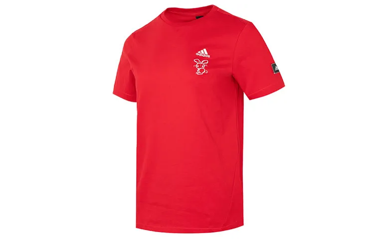 Adidas T-Shirts Women's Red Crew Neck Moderate Straight Fit