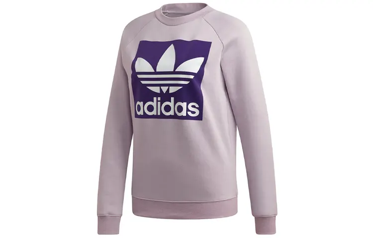 Adidas Originals Trefoil Sweatshirts Women's Light Pink Purple Gray Crew Neck Moderate Regular