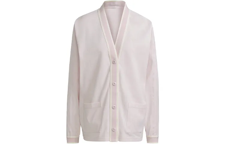 Adidas Originals Knitwear Women's Pearl Crystal Purple V-neck Moderate Cardigan