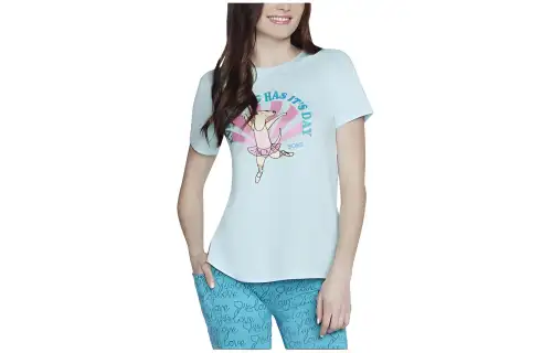 Skechers BOBS Every Dog T Shirt Women's Aqua Blue