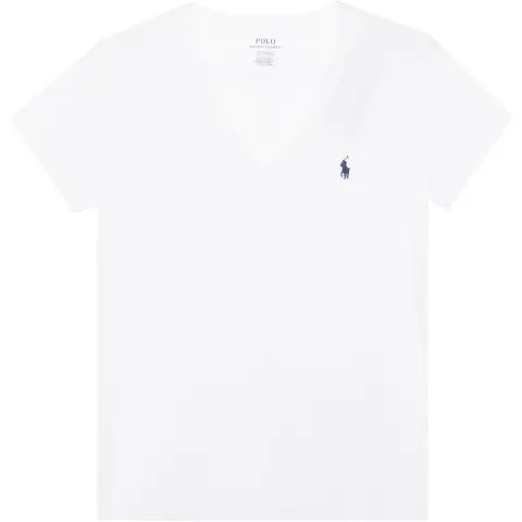 Polo Ralph Lauren Regular Sleeve T Shirt Women's White & Marine Blue Standard