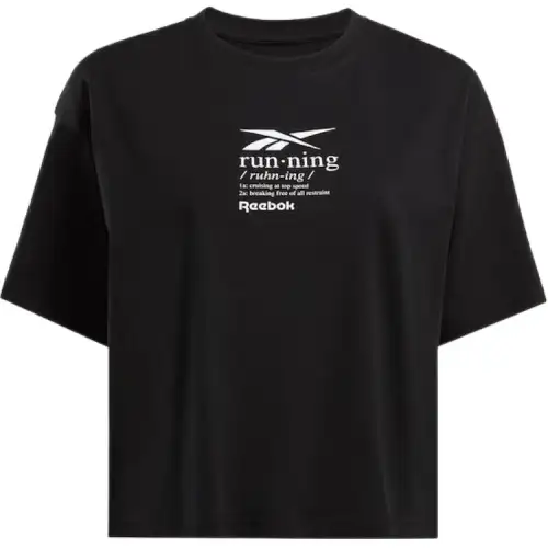 Reebok T Shirts Women's Black Crew Neck Moderate Straight Fit
