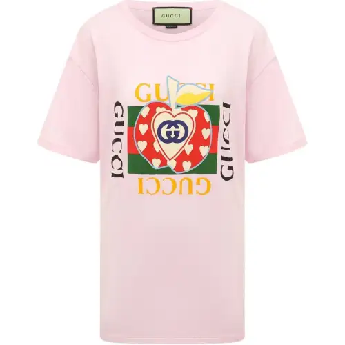 GUCCI Drop Shoulder Sleeve T Shirt Women's Pink