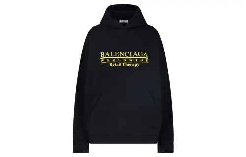 Balenciaga Retail Therapy Logo Cotton Hoodie Black