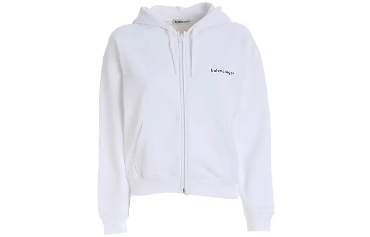 Balenciaga Sweatshirts Women's White Hooded Moderate Regular