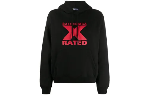 Balenciaga Sweatshirts Women's Black Hooded Moderate Regular