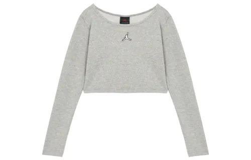 Jordan T Shirts Women's Gray Crew Neck Moderate Straight Fit